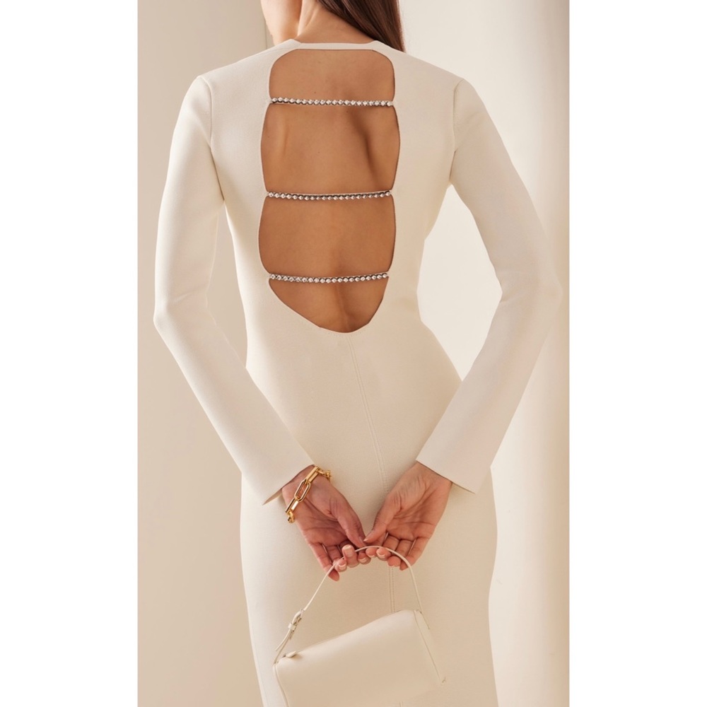 Khaite Swarovski Crystal Open Back Midi Dress
